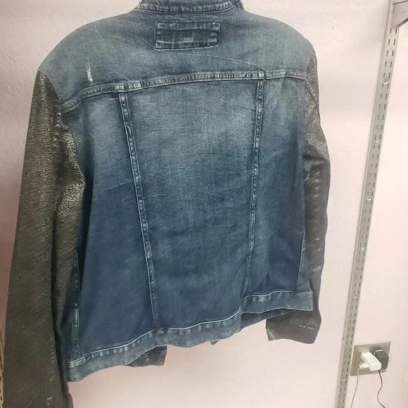 Express Jean's Denim Jacket w/shimmer sleeve - Picture 2 of 4